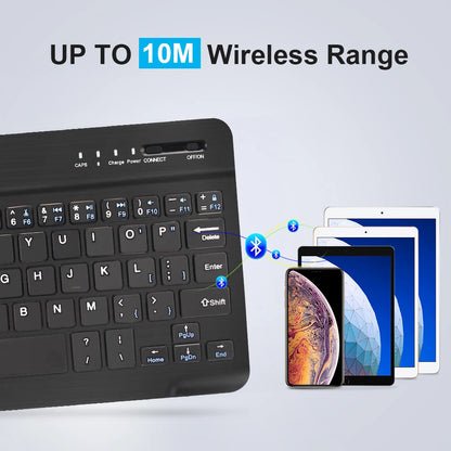 Teclado Bluetooth Inalámbrico Mini Recargable 7 y 10 Pulgadas para Tablet, iPad y Celular