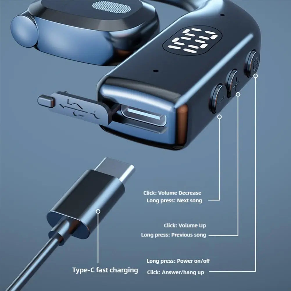 Bluetooth 5.4 Headset with LED Display and Long Battery Life