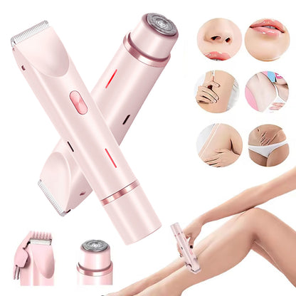 Depiladora Eléctrica 2 En 1 Para Mujer, Afeitadora De Doble Cabezal, Recortadora De Vello Púbico Privada, Afeitadora Eléctrica Para Cabello Corporal En Seco Y Húmedo.