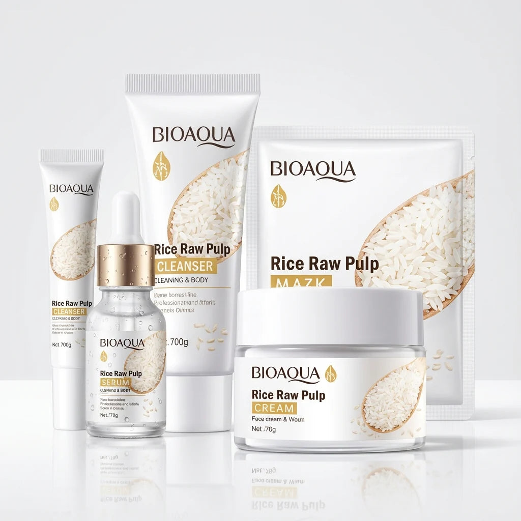 Kit de Arroz Bioaqua 5 en 1 – Piel de Porcelana con el Secreto Ancestral de Belleza