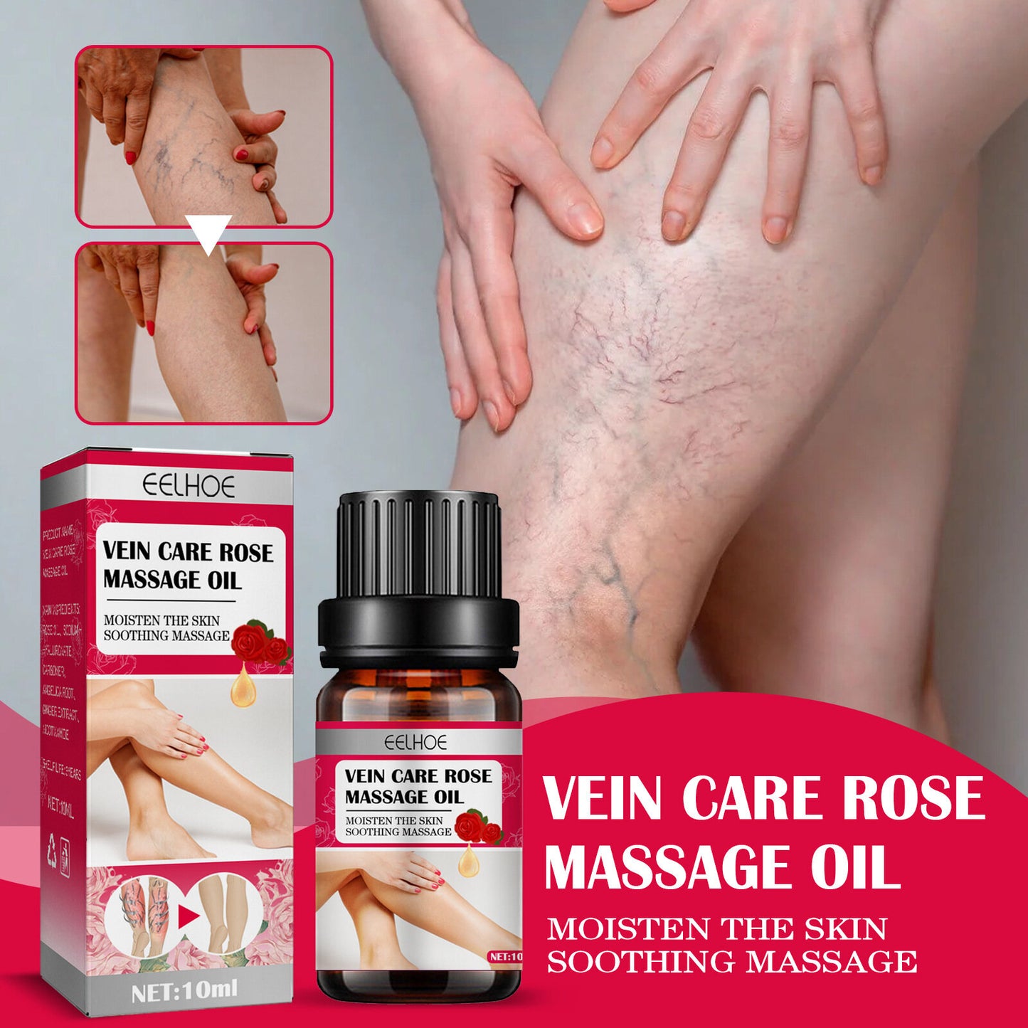 Aceite de Masaje de Rosa Para Venas — Alivio Natural para Varices y Circulación