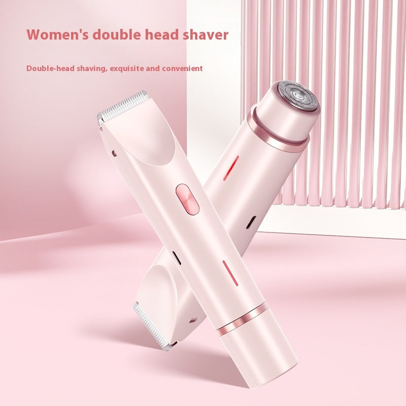 Depiladora Eléctrica 2 En 1 Para Mujer, Afeitadora De Doble Cabezal, Recortadora De Vello Púbico Privada, Afeitadora Eléctrica Para Cabello Corporal En Seco Y Húmedo.