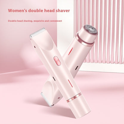 Depiladora Eléctrica 2 En 1 Para Mujer, Afeitadora De Doble Cabezal, Recortadora De Vello Púbico Privada, Afeitadora Eléctrica Para Cabello Corporal En Seco Y Húmedo.