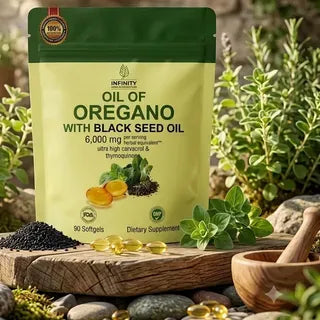 Oregano Oil + Black Seed Oil 6000mg x90 — Defensa Natural Máxima 🌿