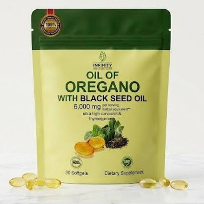 Oregano Oil + Black Seed Oil 6000mg x90 — Defensa Natural Máxima 🌿