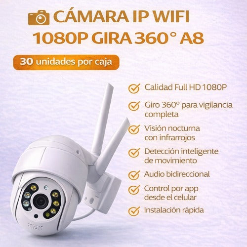 Cámara de Seguridad IP WiFi A8 – Vigilancia Inteligente 360° Full HD