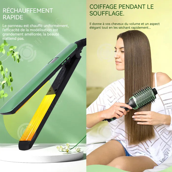 Combo Plancha y Cepillo Térmico Cerámica Pro ALG01906 – Alaciado Perfecto en Casa