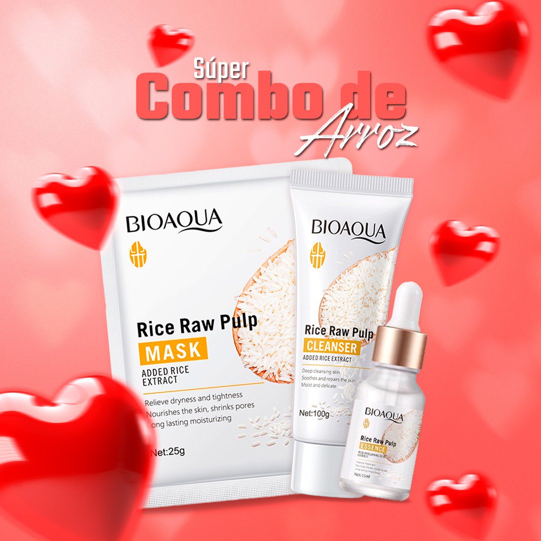 Kit de Arroz Bioaqua 5 en 1 – Piel de Porcelana con el Secreto Ancestral de Belleza